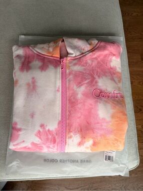 NWT Comfrt Sunset Tie-Dye Minimalist Zip-Up Hoodie - size Small